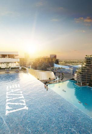 Infinity pools overlooking crystal lagoon